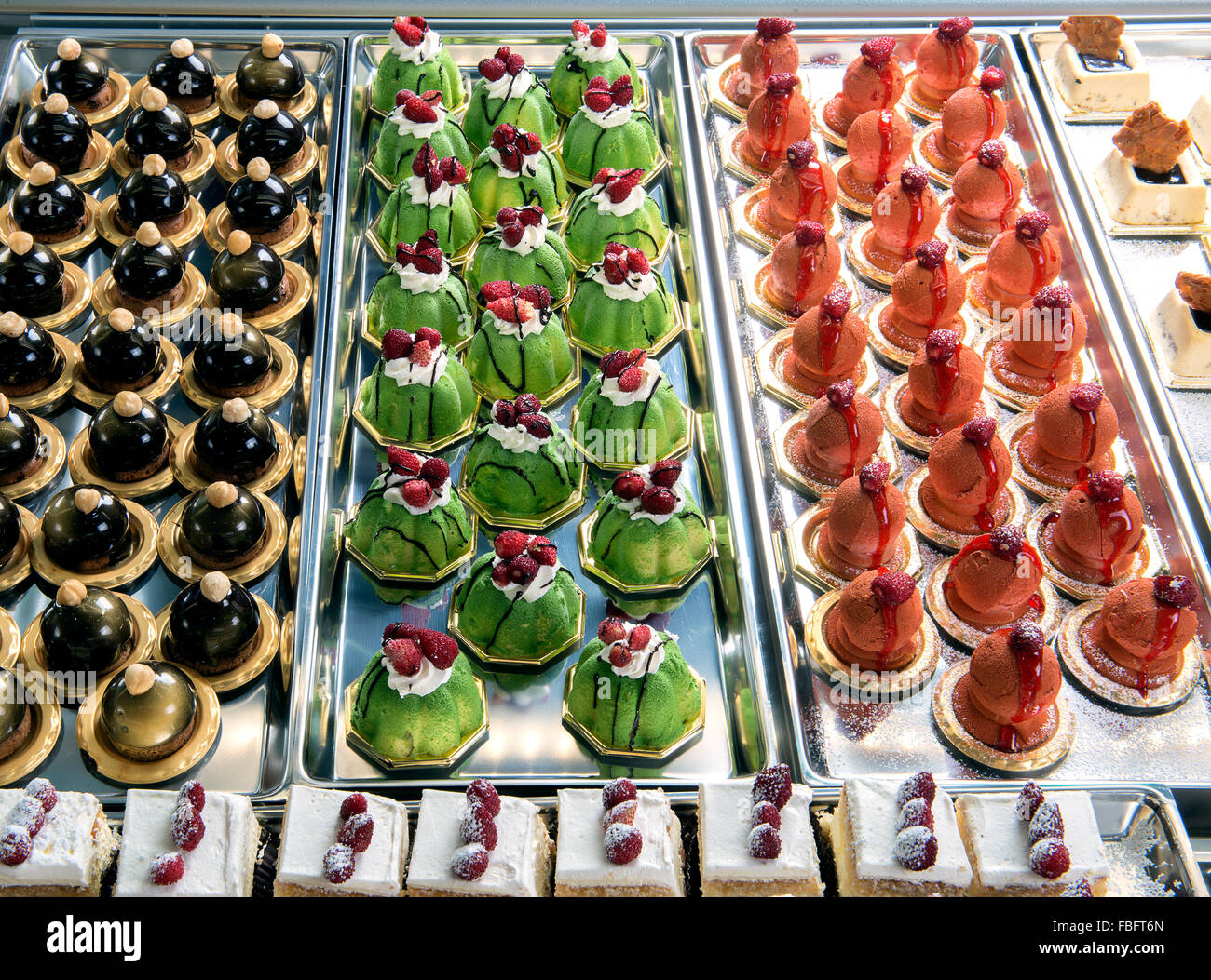 Display of delicious pastries in a italian pastry Stock Photo