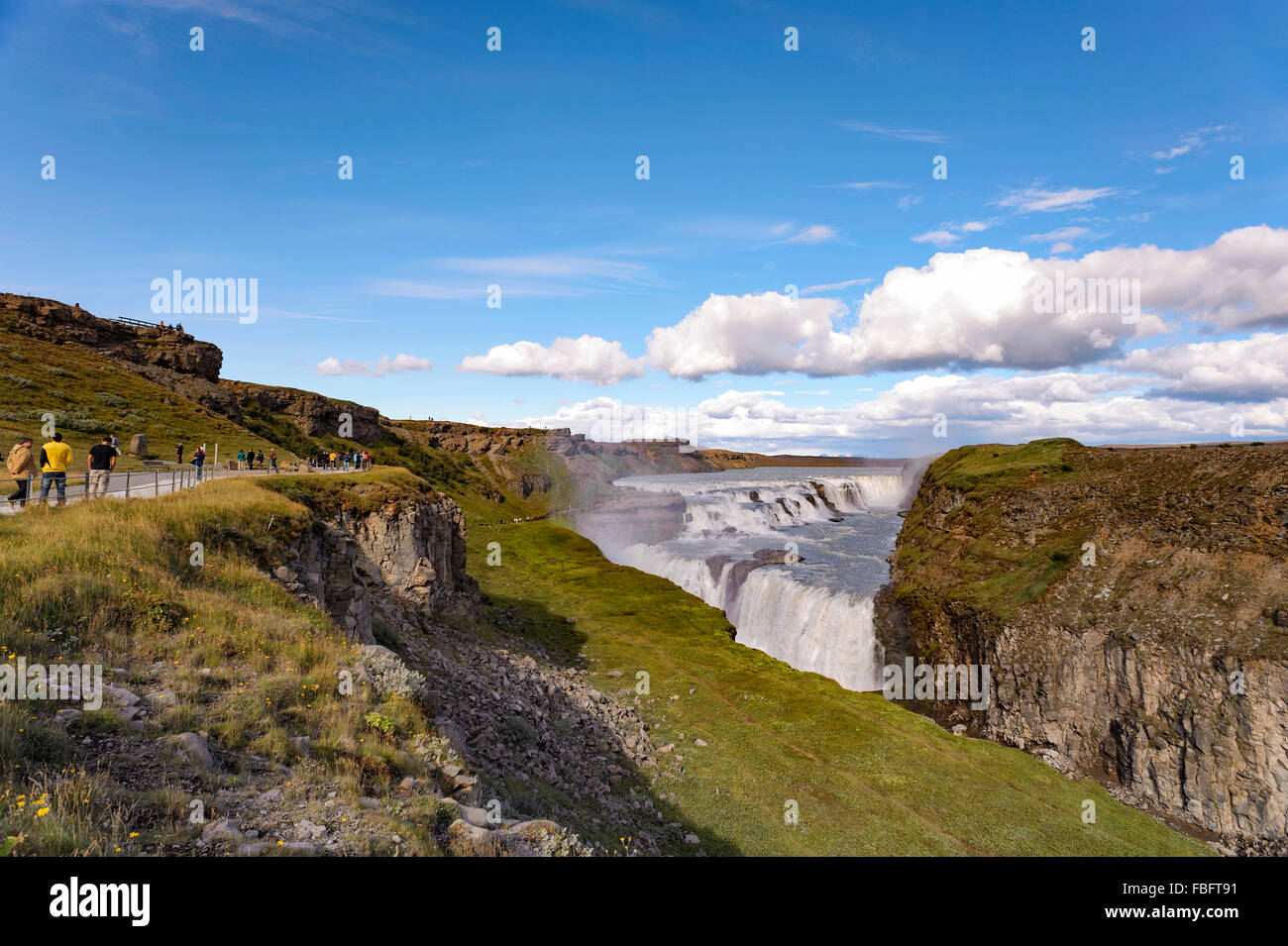 Gullfoss waterfall on the Golden Circle tour an Iceland landmark travel destination and wonder of nature with a double waterfall Stock Photo