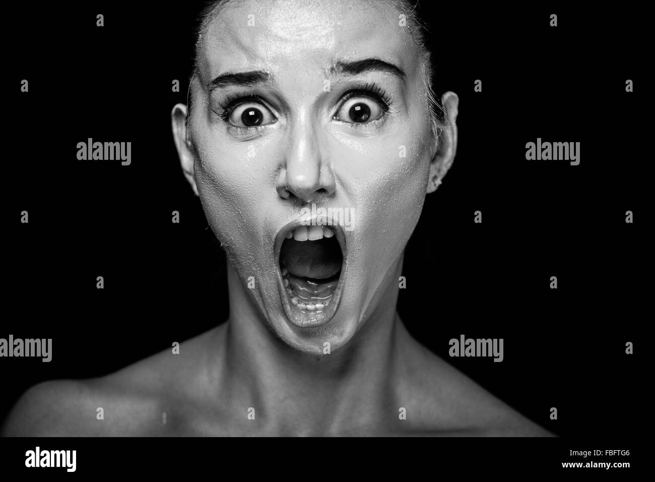 Scene of a Woman Screaming Stock Photo