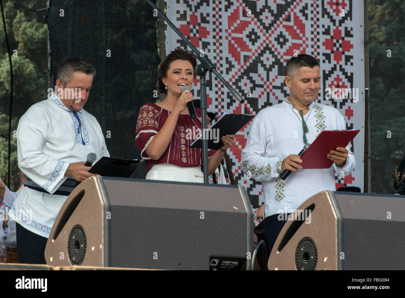 Official Speech, Independence Day Celebration Stage, Piata Marii Adunari Nationale, Chisinau Stock Photo