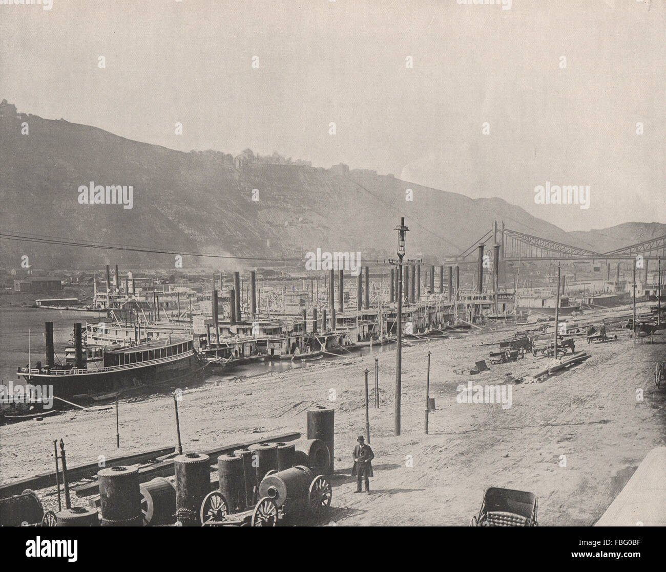The Monongahela Wharf Landing, Pittsburgh, Pennsylvania. Paddle