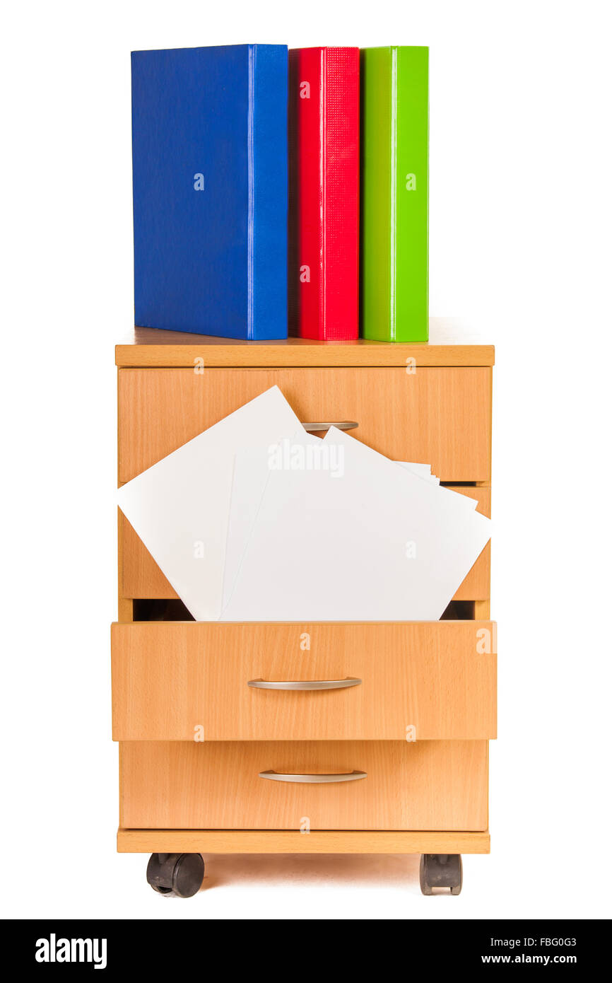 Filing cabinet isolated over white background Stock Photo