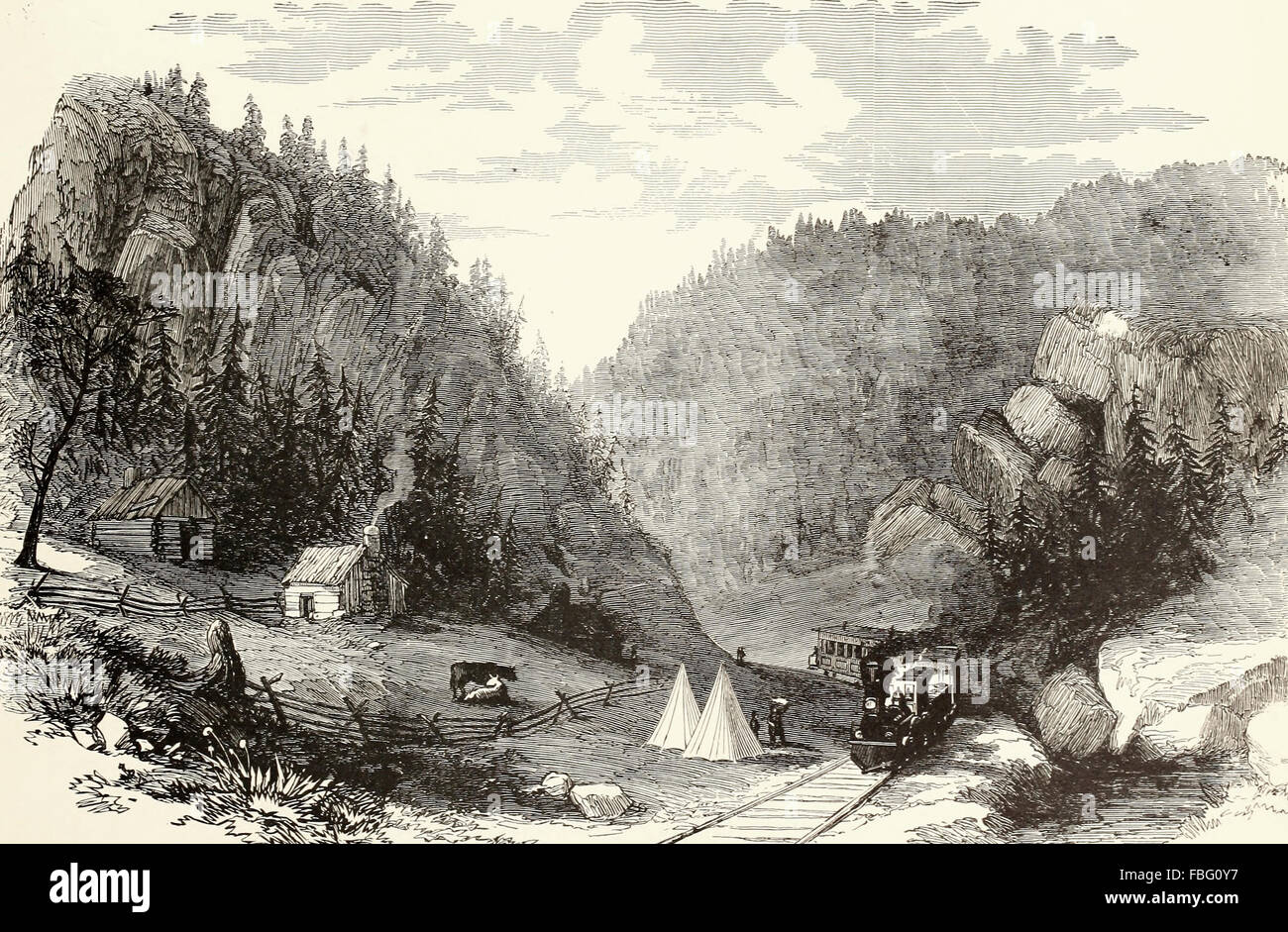 Thoroughfare Gap, Virginia, a pass in the mountains on the Manassas Gap Railroad, near Strasburg, held by General Geary. USA Civil War Stock Photo