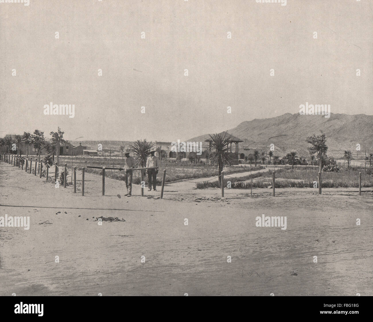 The Plaza, EI Paso, Texas. Now San Jacinto Plaza, antique print 1895 Stock Photo
