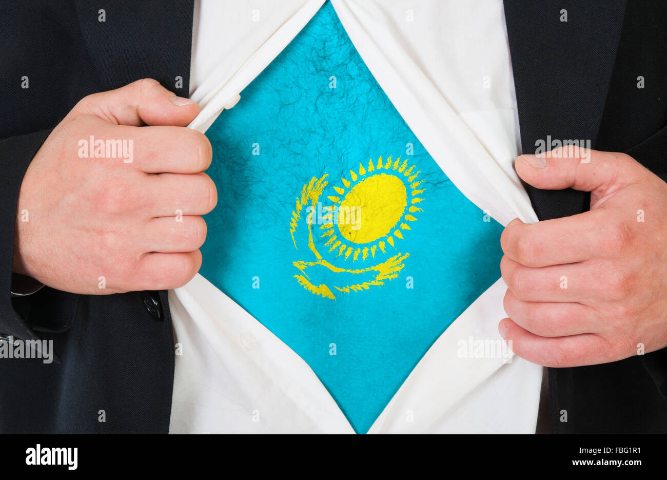 The Kazakh flag Stock Photo - Alamy