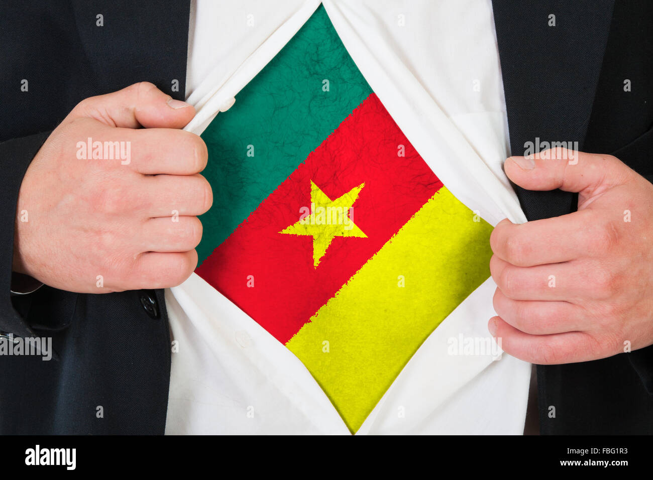 The Cameroonian flag Stock Photo - Alamy