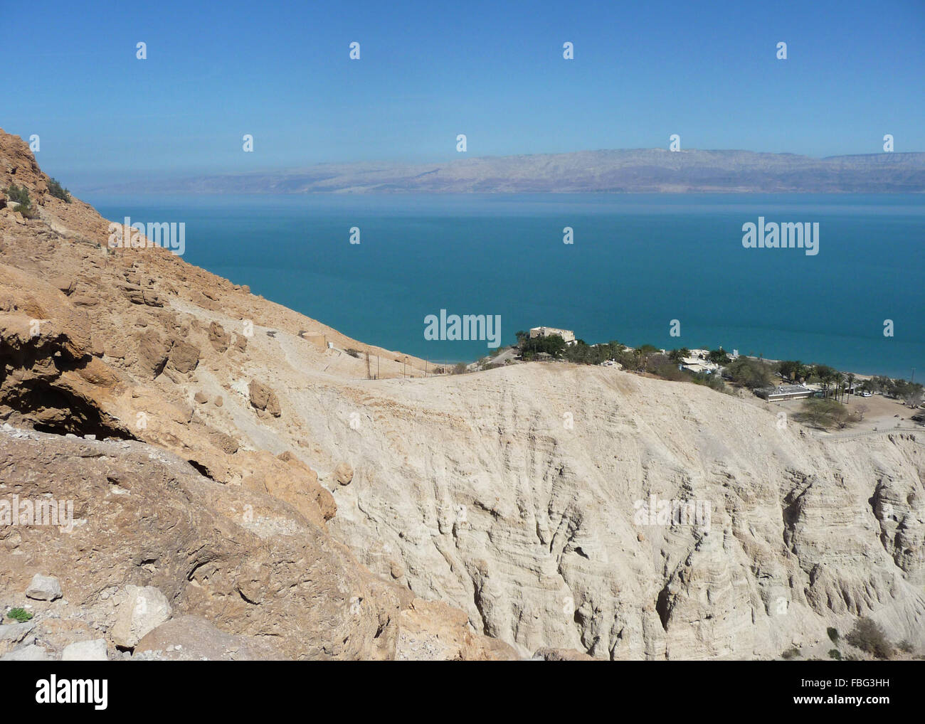 Beautiful view of the dead sea from the Ein Gedi Nature Reserve, Israel Stock Photo