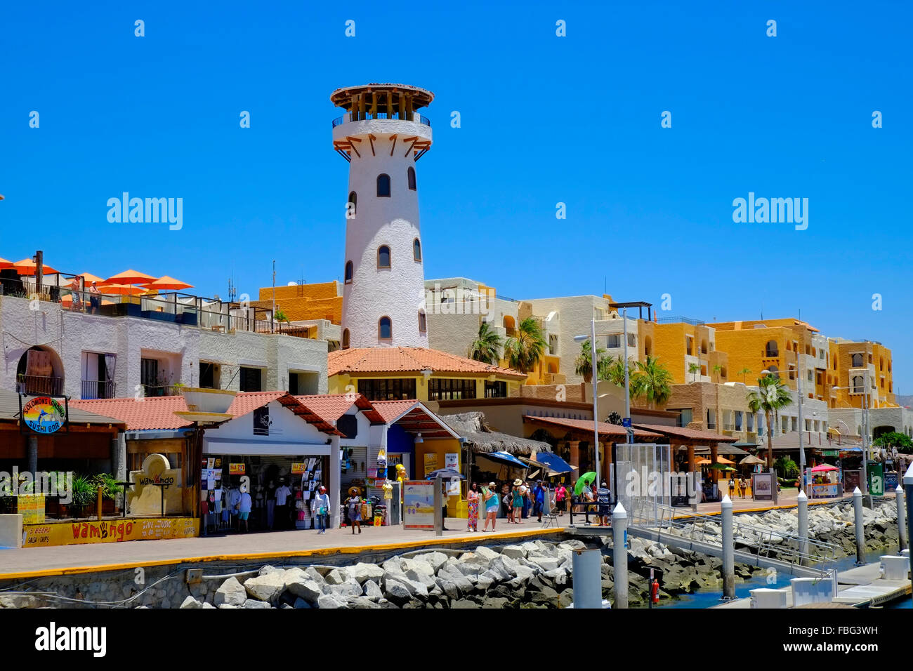 Shopping Area Cabo San Lucas Mexico Pacific Ocean Lighthouse Stock