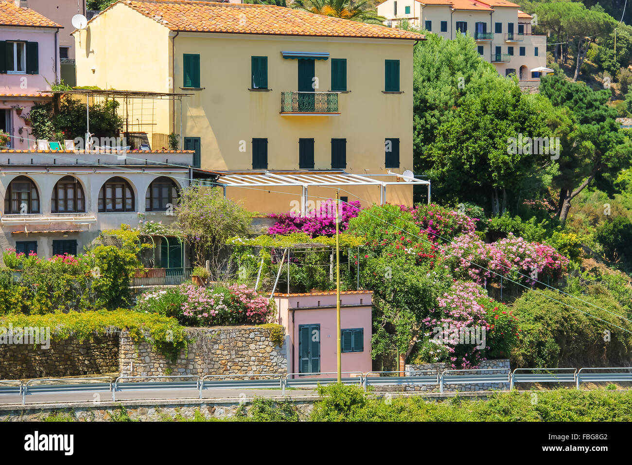 Picturesque residential houses on the hill on Elba Island, Marciana