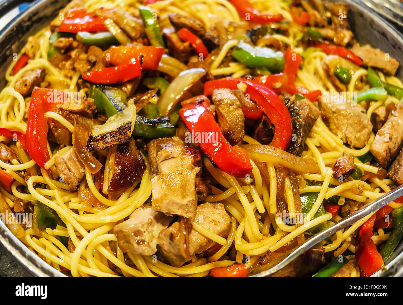 Pasta dish with meat and vegetables Stock Photo Alamy