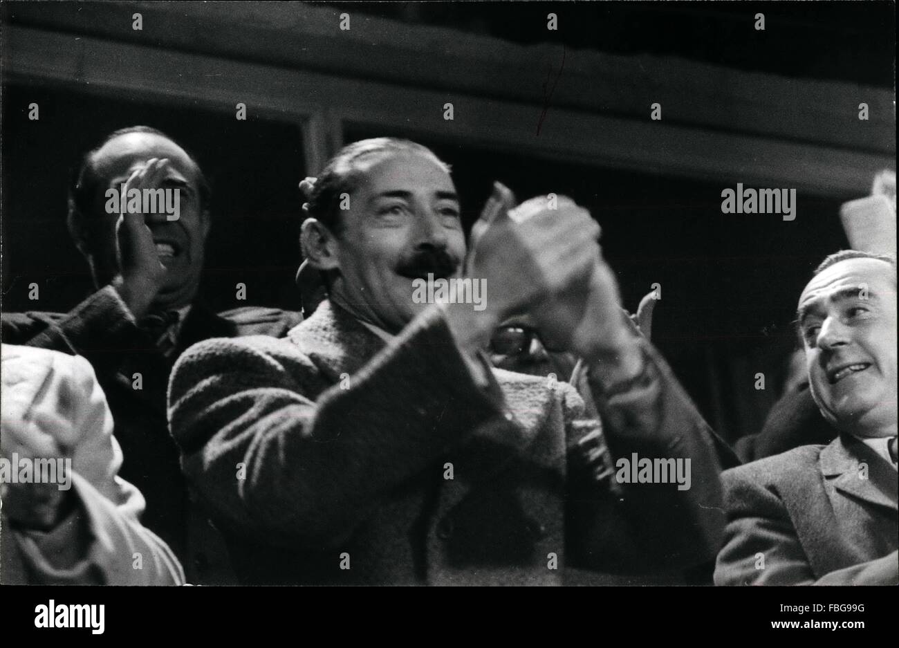 1967 - President Videla assisting recent world soccer championship in Argentina; He (center) applauds during one favourable moment when Argentina's National team obtained a goal. At right is another member of the military Junta, Brigadier General Orlando Ramon Agosti, also comparting the pleasure of the lucky moment. © Keystone Pictures USA/ZUMAPRESS.com/Alamy Live News Stock Photo