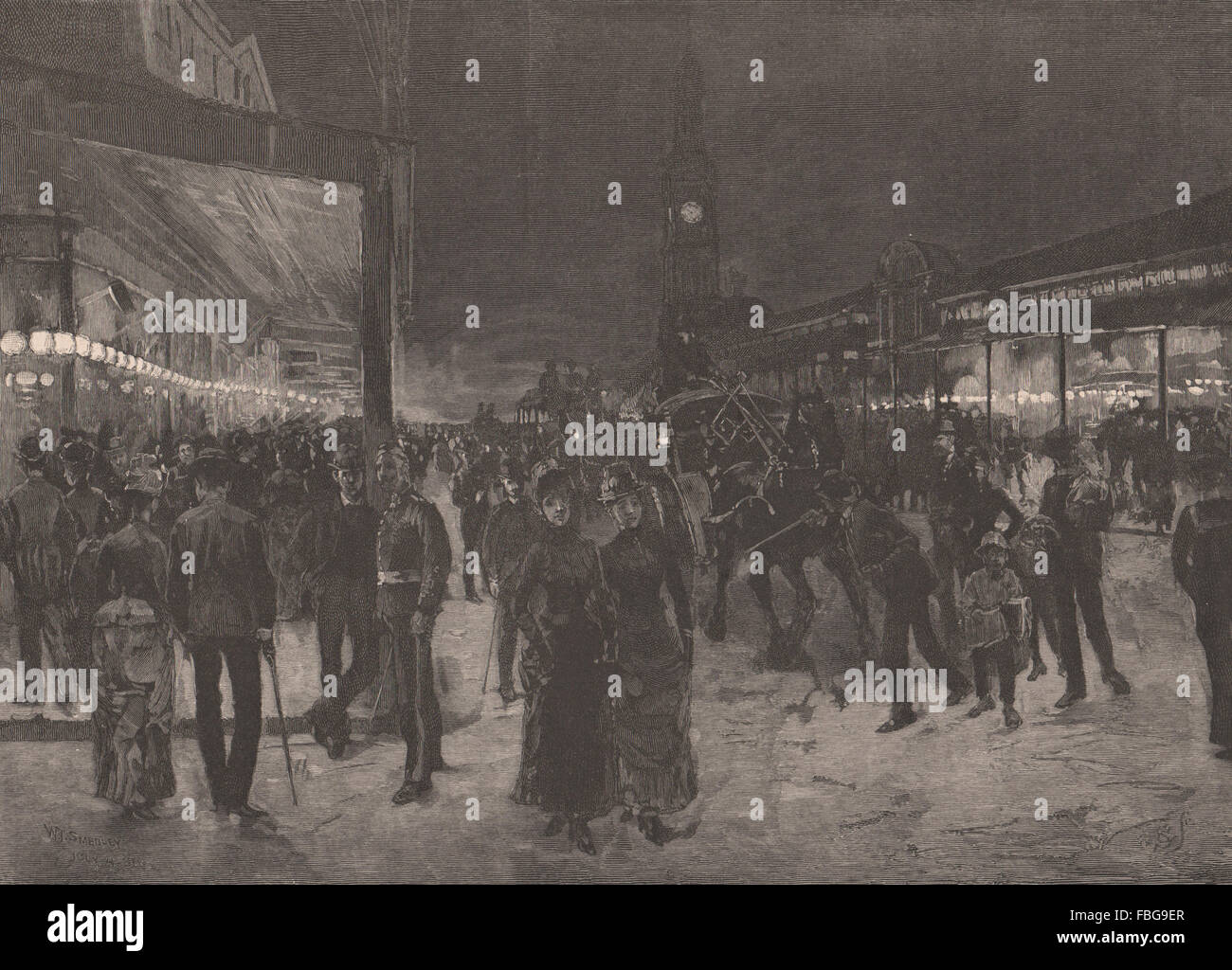 Saturday night in George Street. SYDNEY. Australia, antique print 1888 Stock Photo