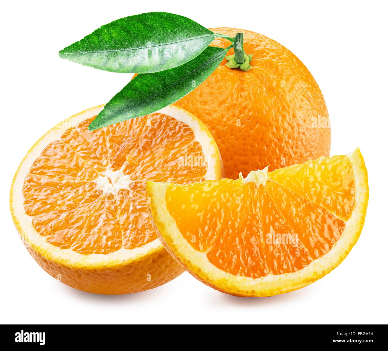 Orange fruit and slices. File contains clipping paths. Stock Photo