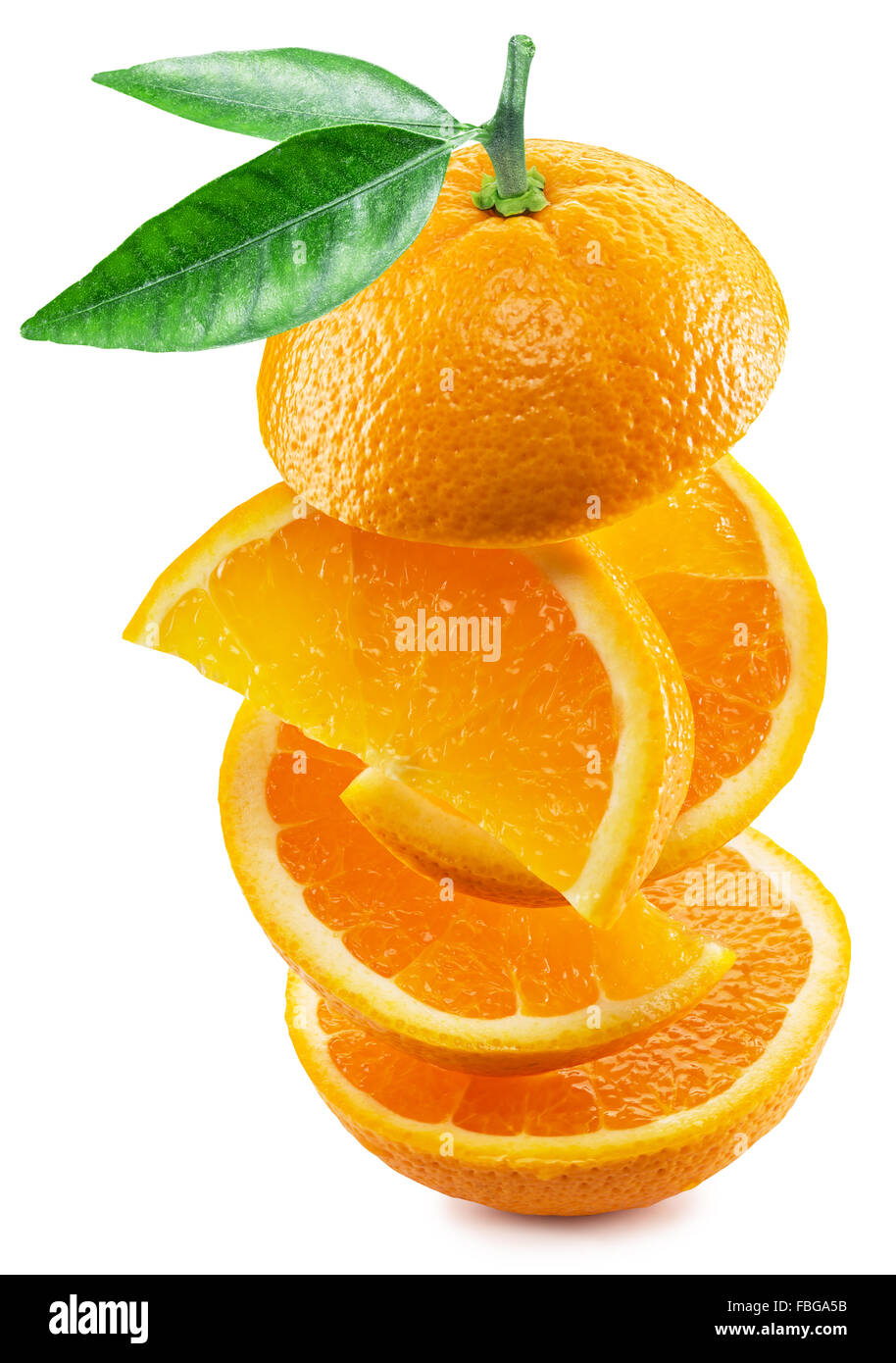 Orange slices on white background. File contains clipping paths. Stock Photo