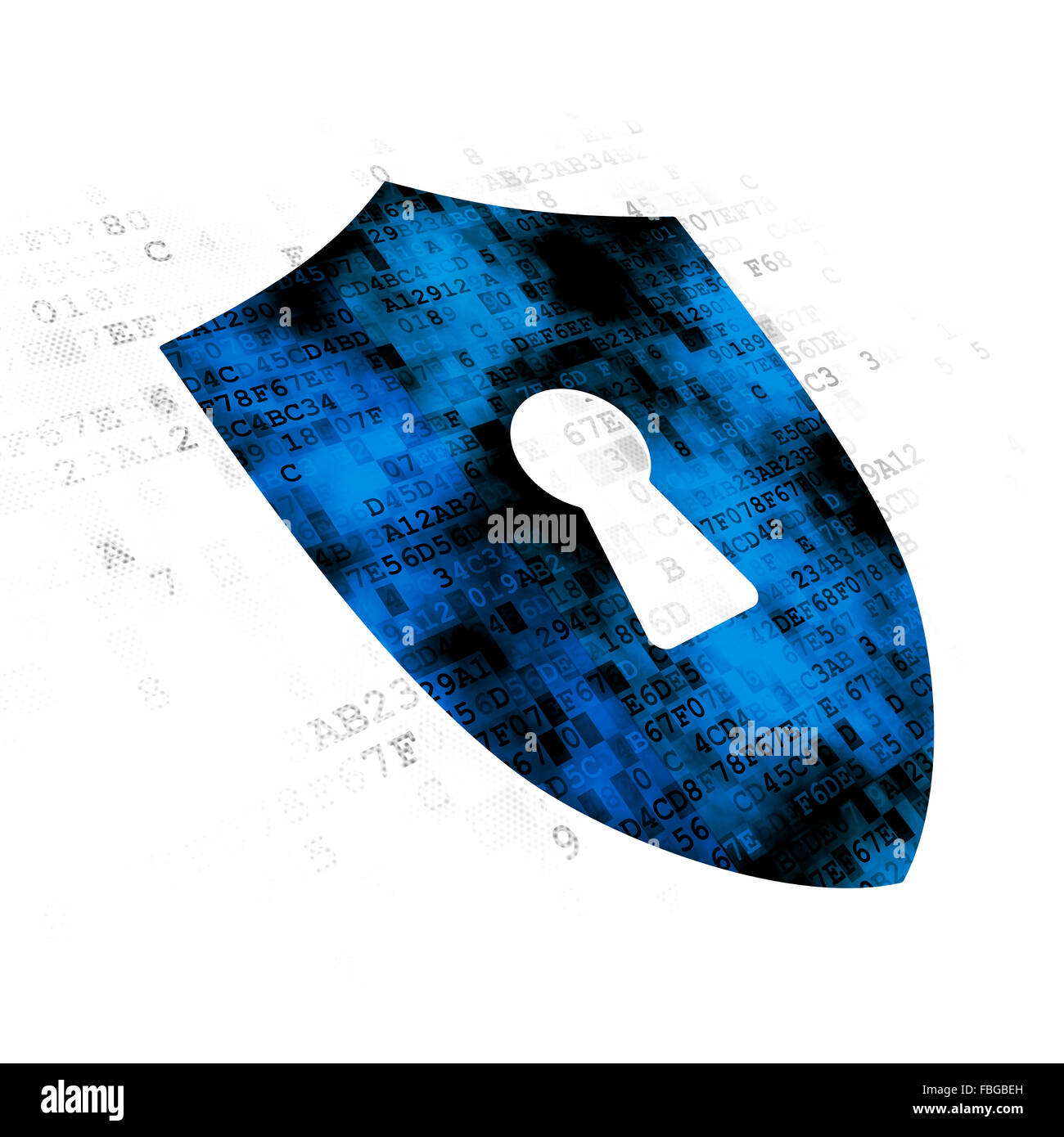 Safety concept: Shield With Keyhole on Digital background Stock Photo ...