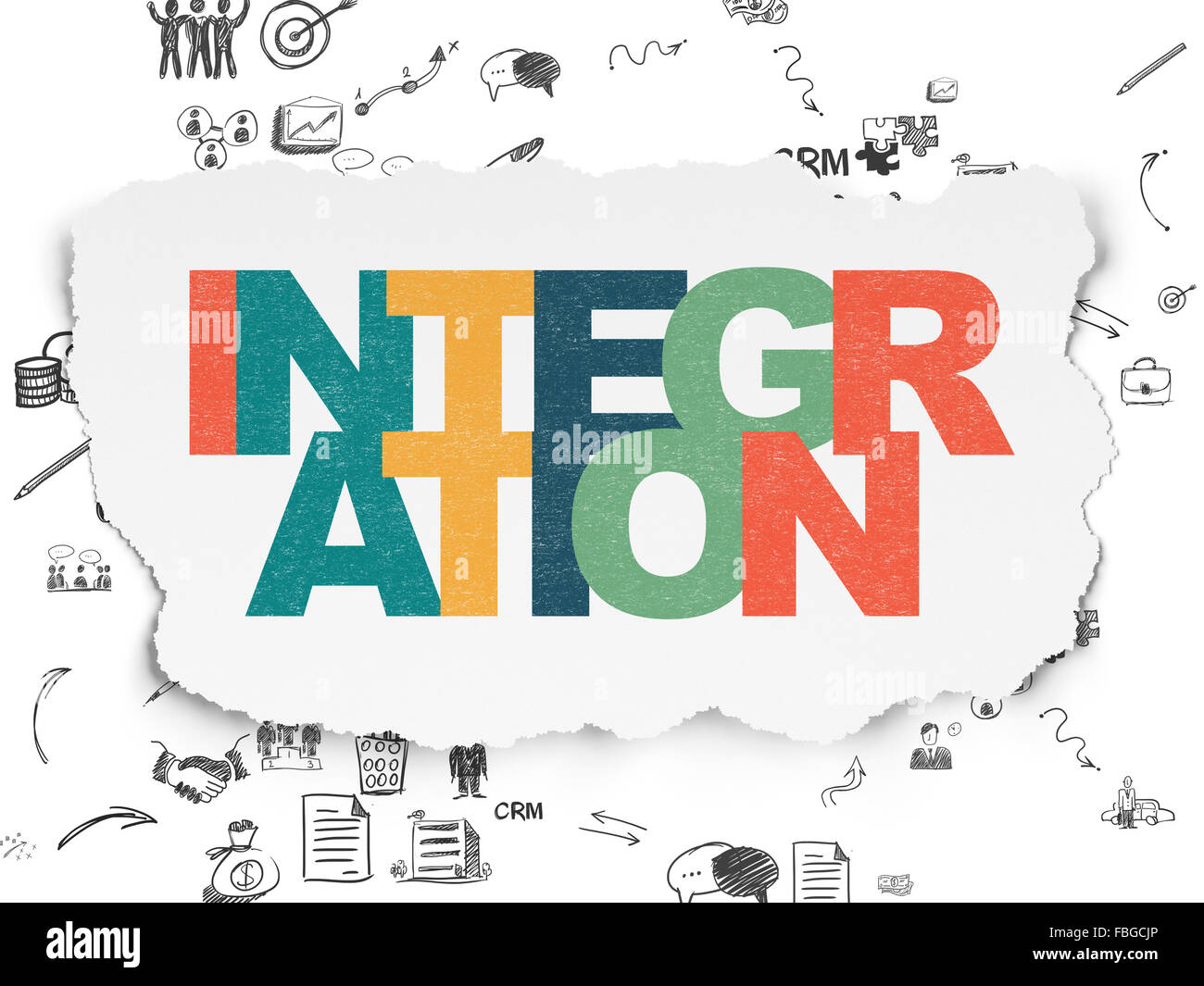 Business concept: Integration on Torn Paper background Stock Photo - Alamy
