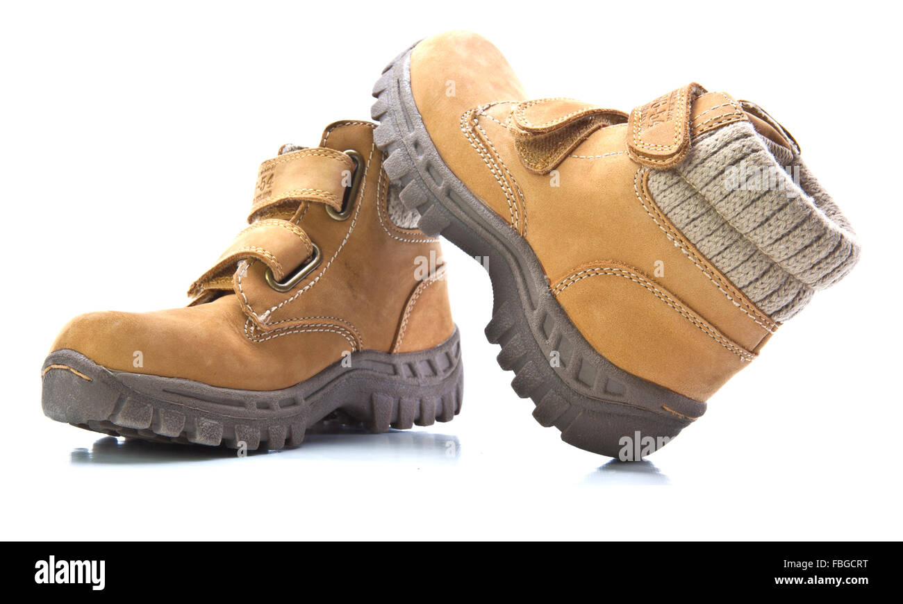 A pair of new hiking boots on white background Stock Photo - Alamy