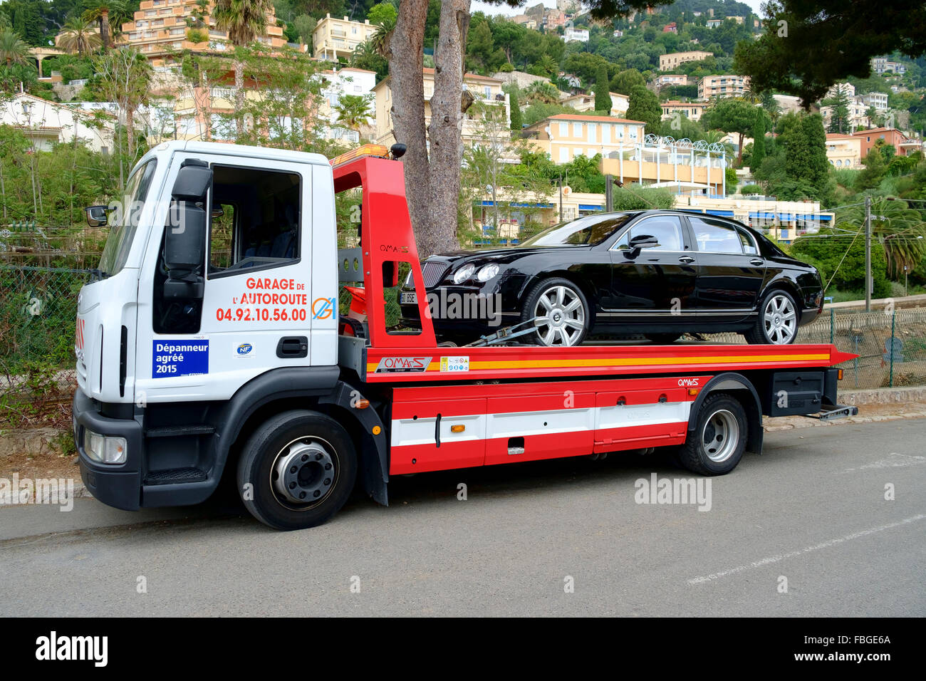 bentley car vehicle transporter french riviera france Stock Photo