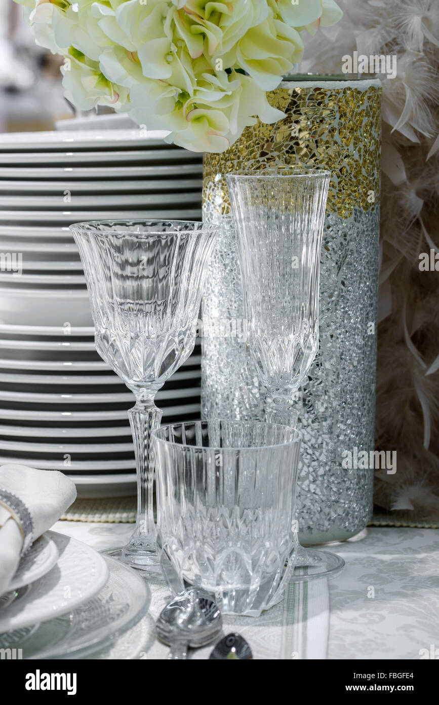 decorated table with vase Stock Photo Alamy