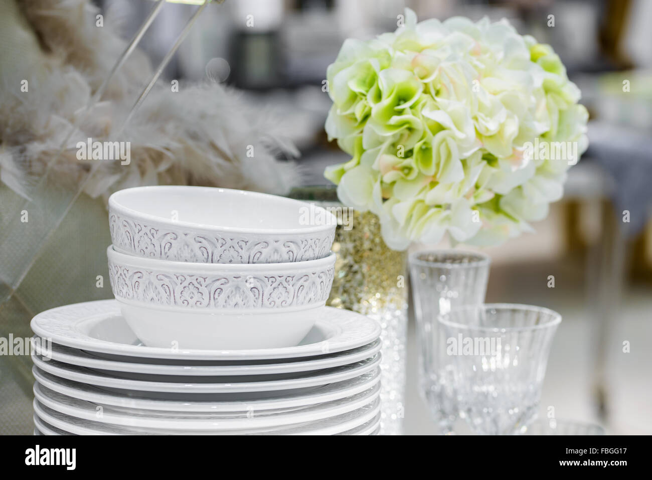 decorated table with vase Stock Photo Alamy