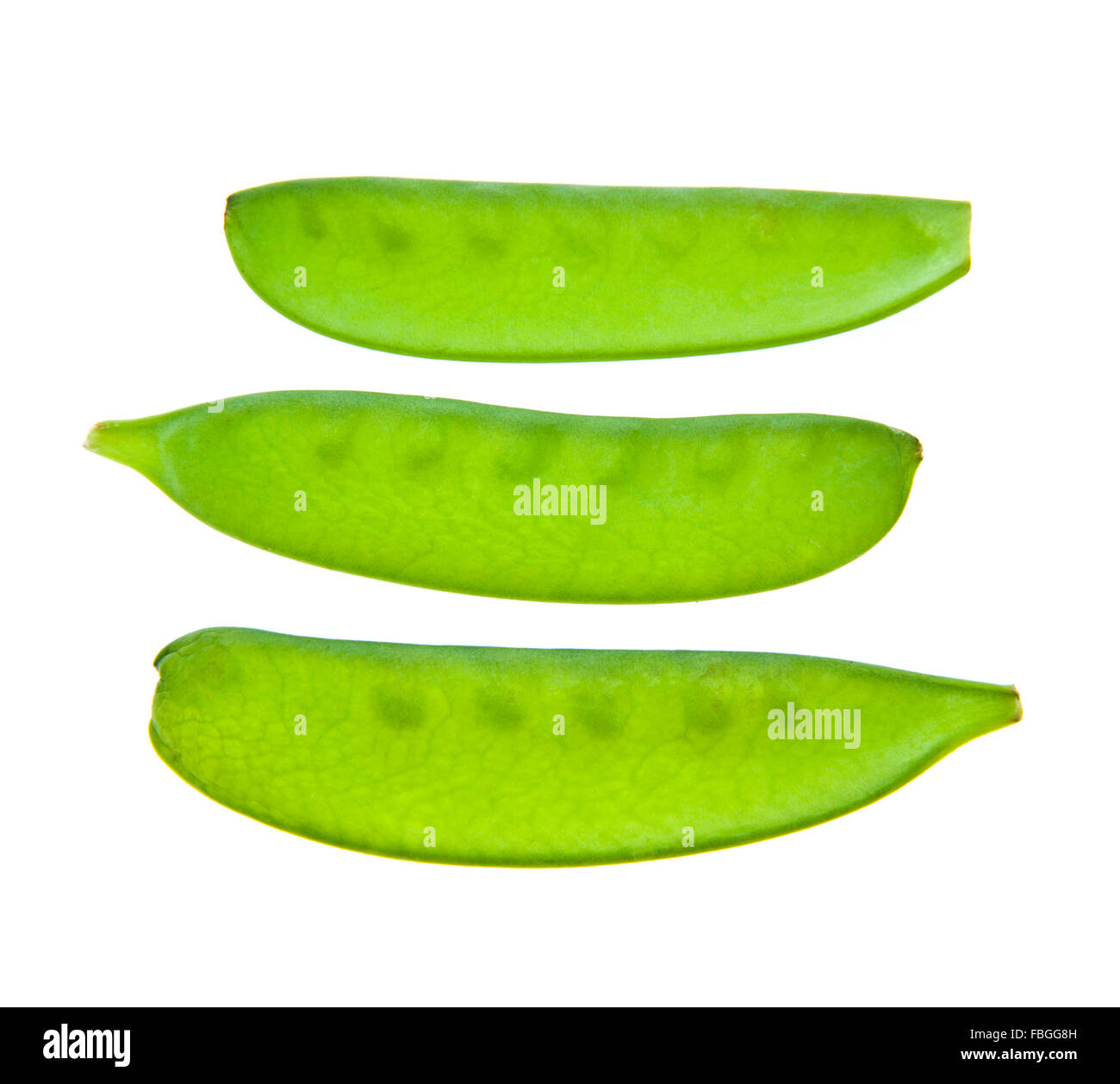 Mange Tout (Snow peas) pods isolated on a white background Stock Photo