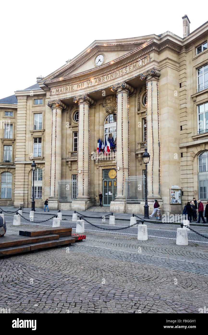 The 5th arrondissement City Hall, Place du Panthéon, of the capital city of France, Paris. Stock Photo