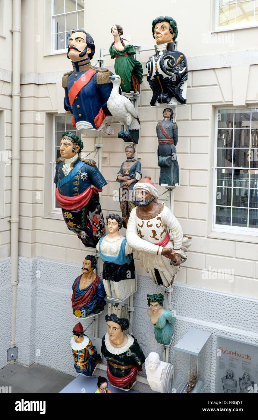 Ship figureheads in the National Maritime Museum, Greenwich, London, England, UK Stock Photo