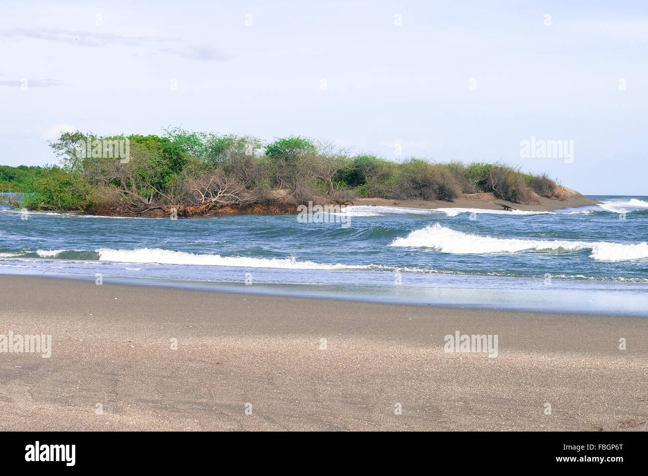Beautiful beach on the Pacific ocean near Leon, Nicaragua Stock Photo