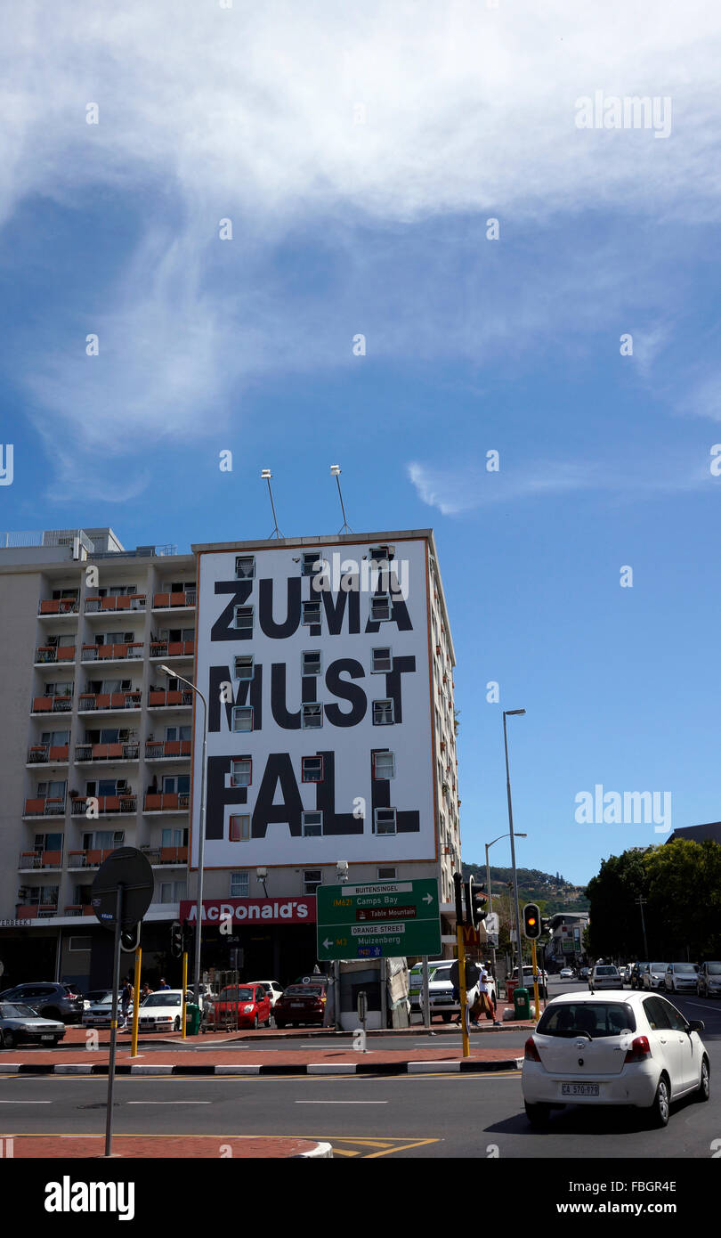Cape Town South Africa 16th Jan 2016 A Zuma Must Fall Banner
