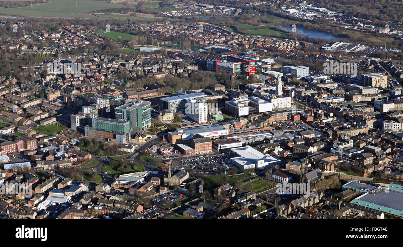 aerial view of Barnsley, South Yorkshire town, UK Stock Photo