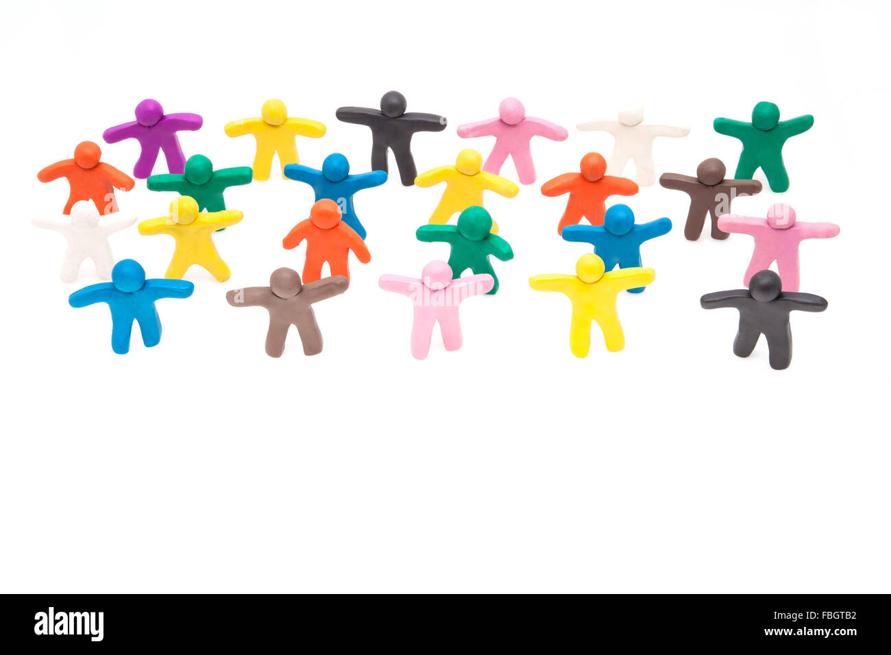 Crowd group of colourful plasticine Stock Photo