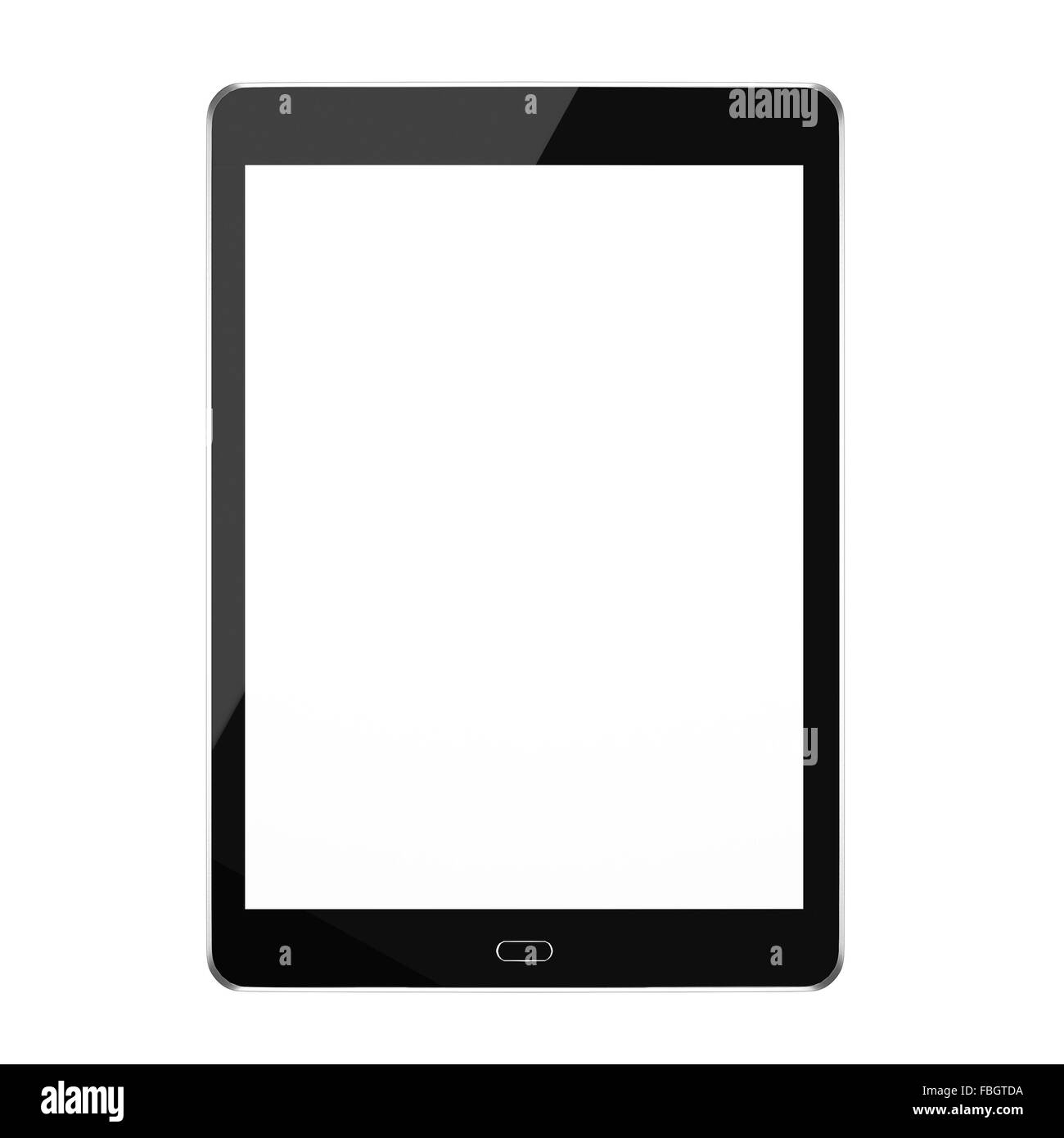 Realistic tablet  computer with blank screen isolated on white background. Computer Generated Image. 3D Render. Stock Photo