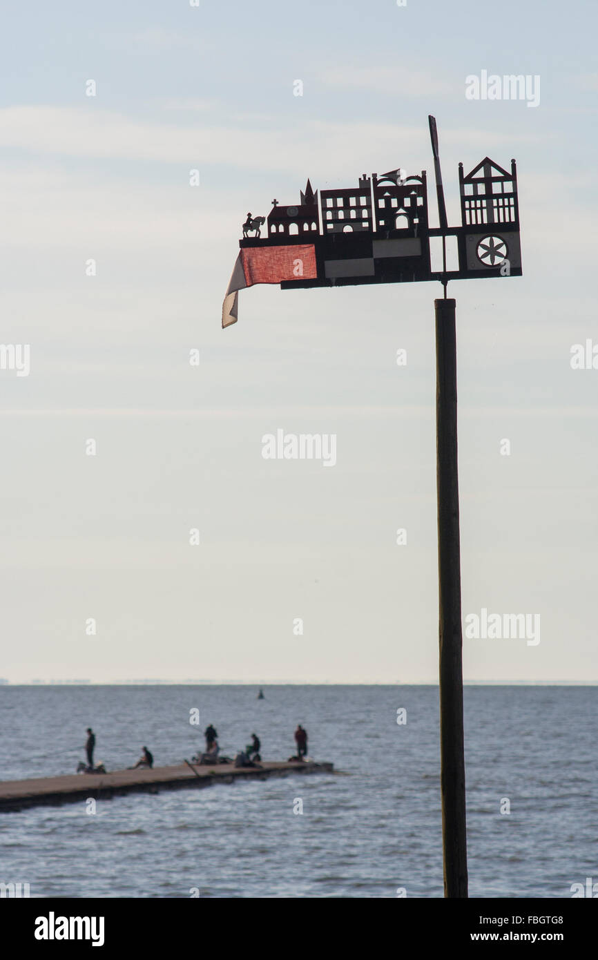 Traditional East Prussian carved wooden weather vanes in Nida, Lithuania Stock Photo