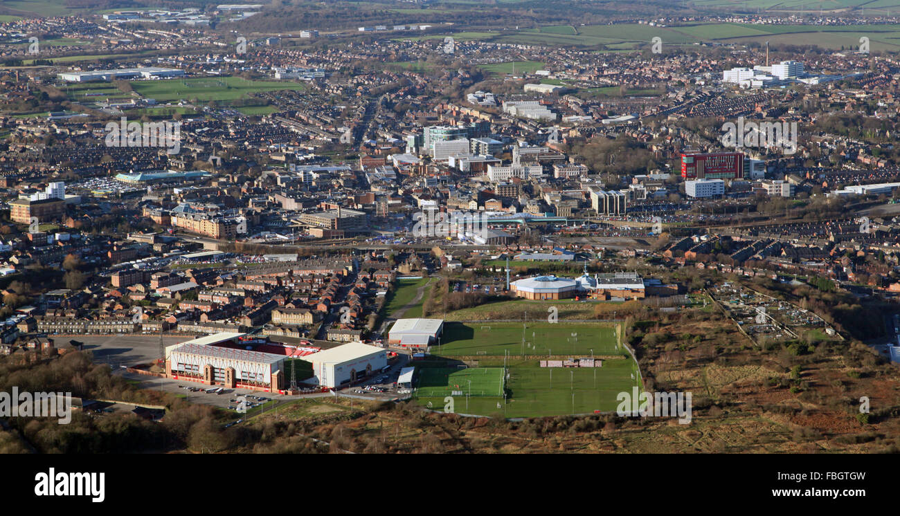 aerial view of the Barnsley skyline, South Yorkshire town, UK Stock Photo