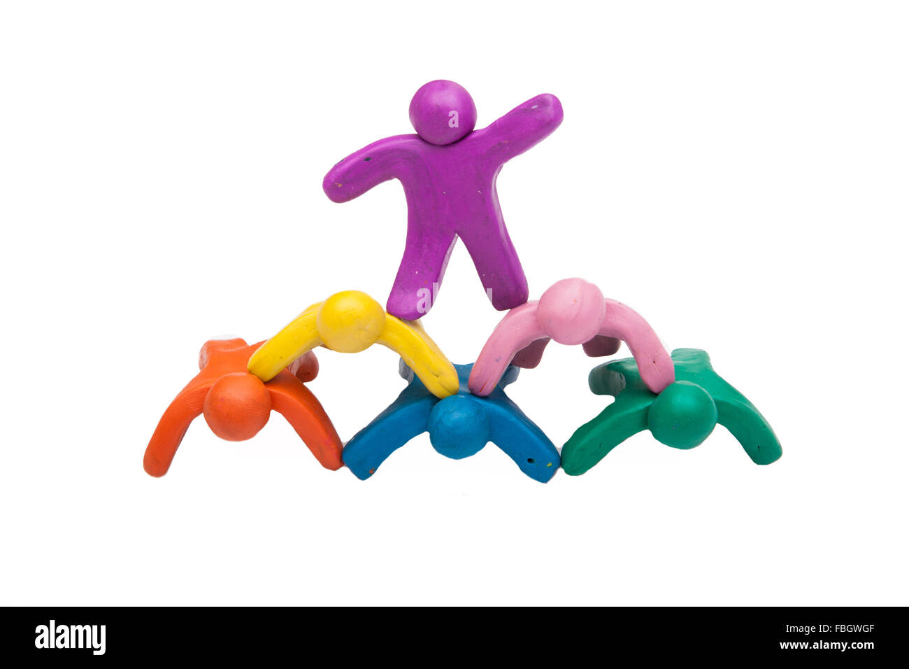 Crowd group of colourful plasticine humans Stock Photo