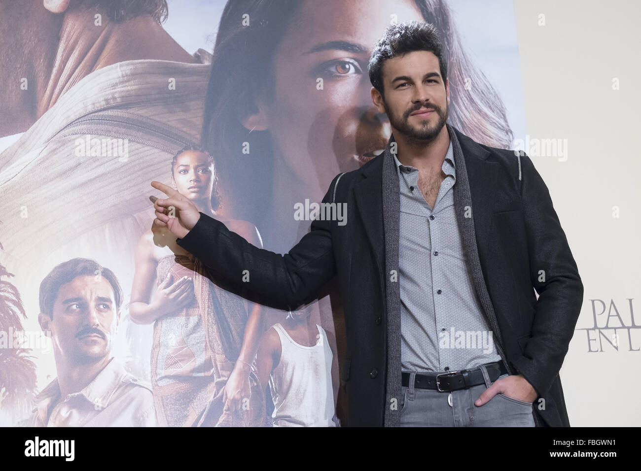 'Palmeras en la nieve' photocall at Palace hotel in Madrid  Featuring: Mario Casas Where: Madrid, Spain When: 16 Dec 2015 Stock Photo