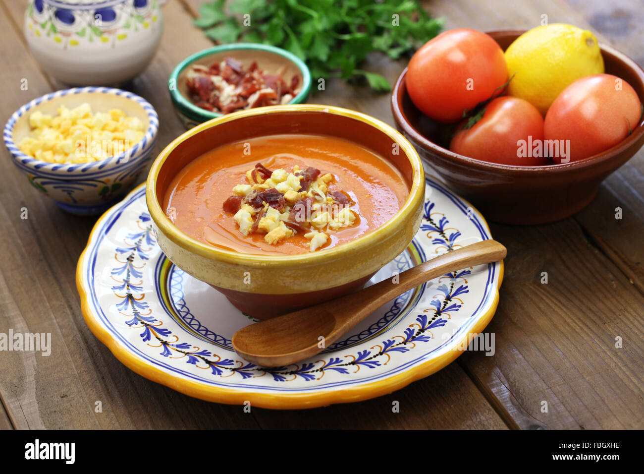 salmorejo, chilled tomato soup, spanish food Stock Photo