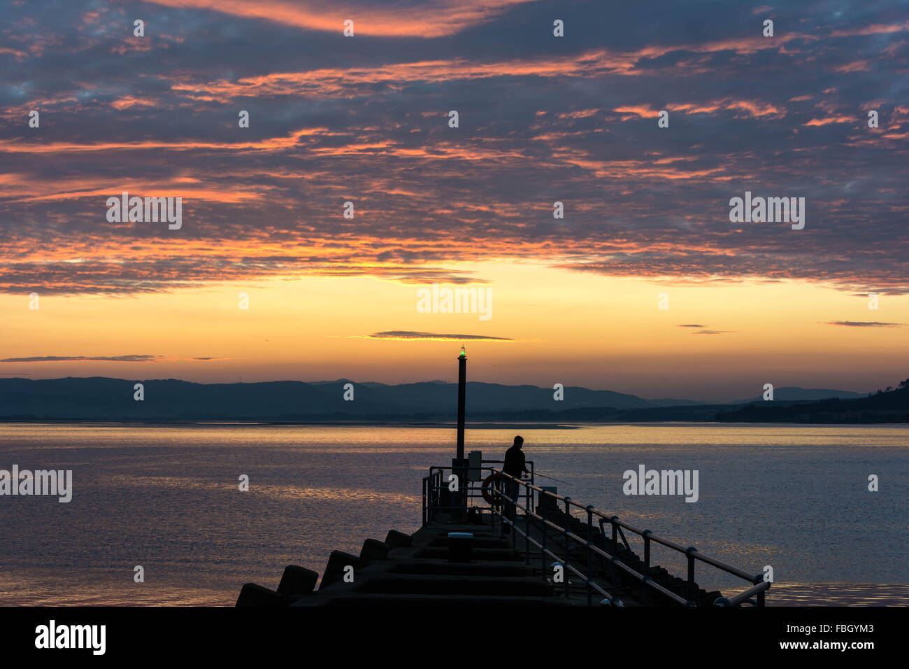 Sunset from Caledonian Canal, Clachnaharry, Inverness, Scotland Stock Photo