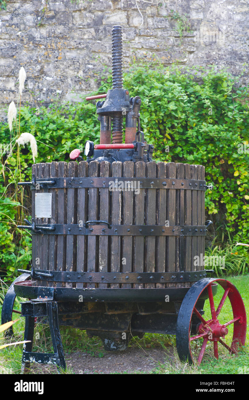 Old cider press in the village of Wedmore, Somerset, England Stock