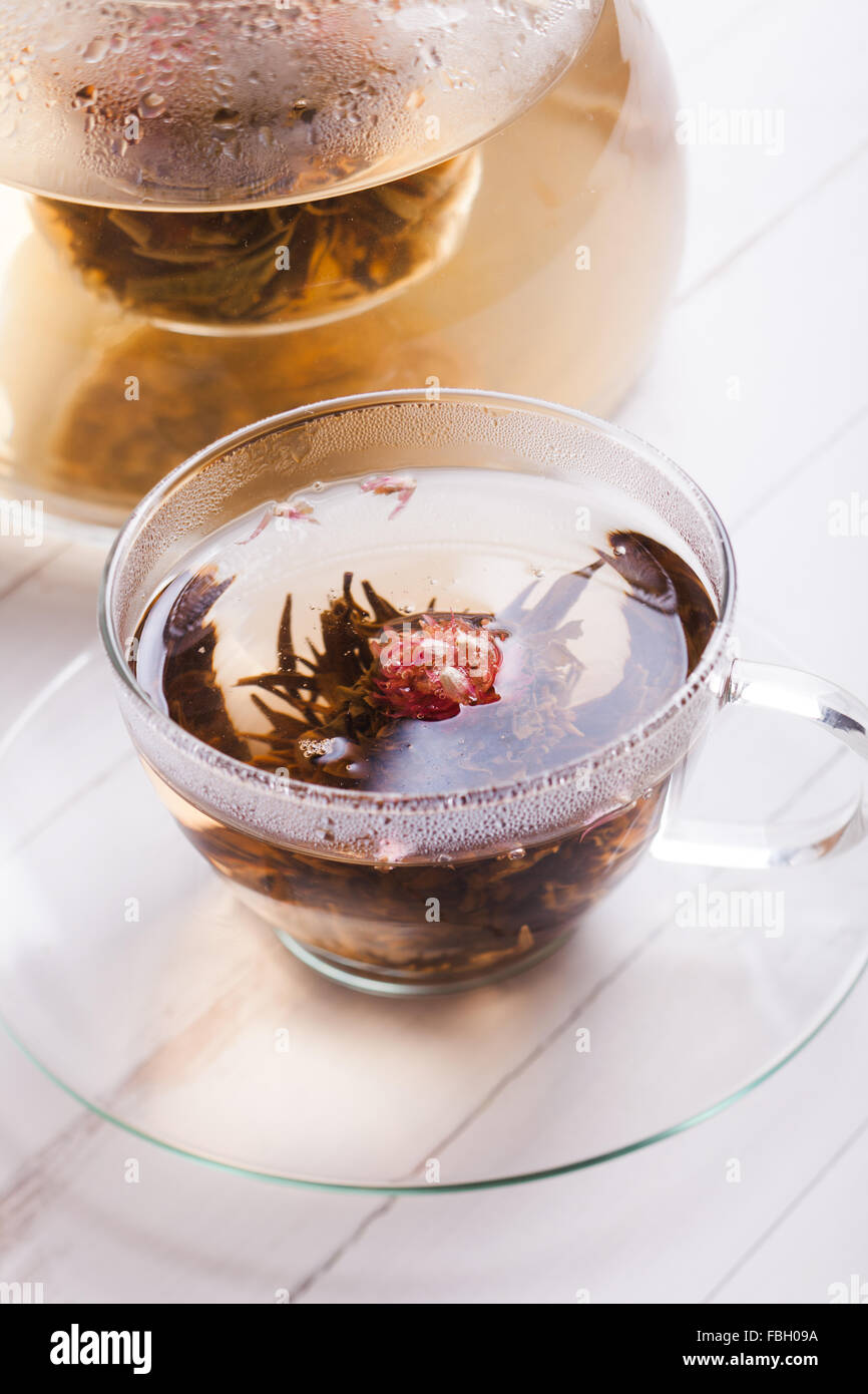 Blooming Flower Tea Stock Photo - Alamy