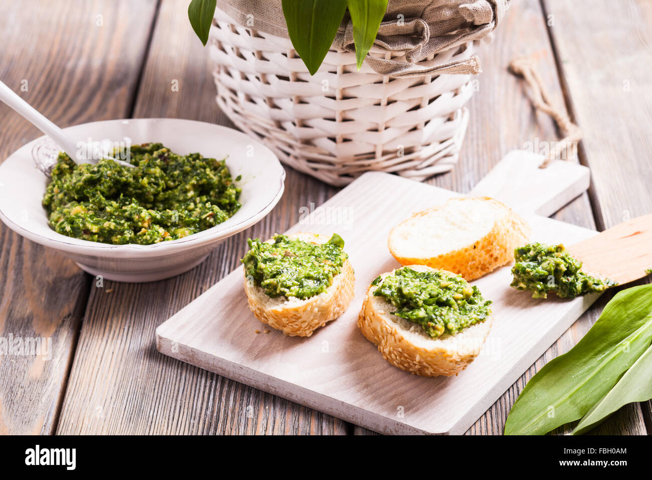 Wild garlic pesto Stock Photo Alamy