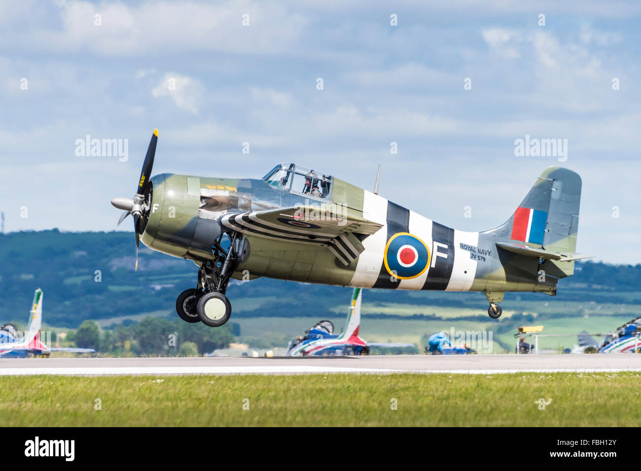 Grumman FM2 Wildcat taking off Stock Photo