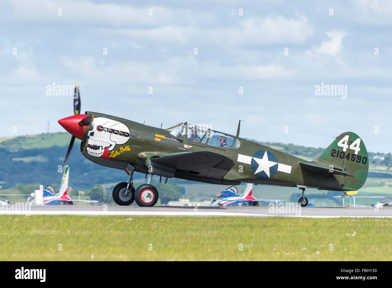 Curtiss P-40 Warhawk taxiing before take-off Stock Photo