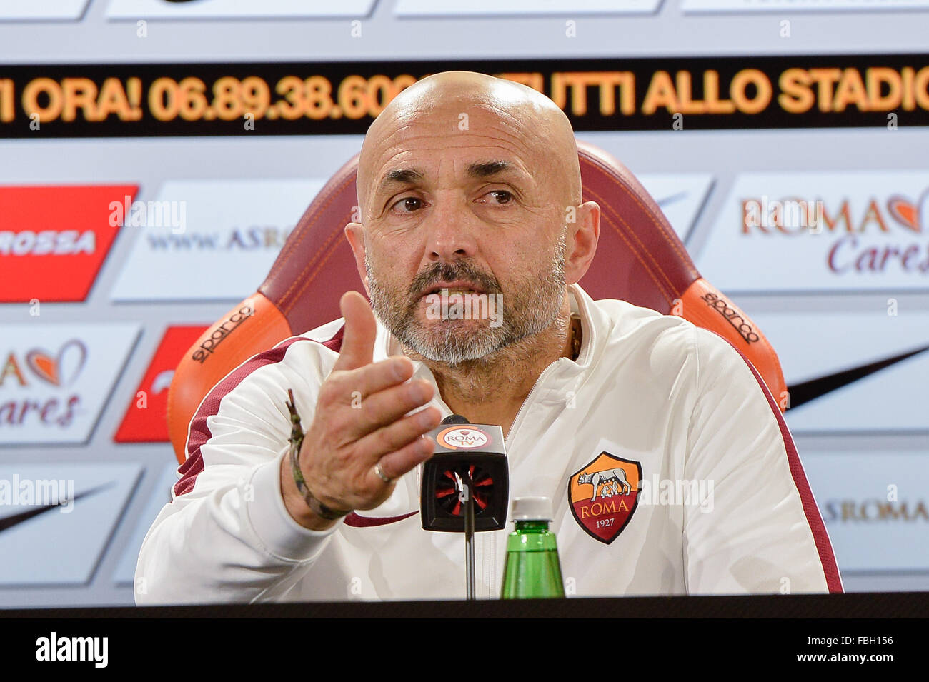 Rome, Italy. 16th Jan, 2016. First press conference of Luciano Spalletti as A.S. Roma coach, held at Trigoria. Credit:  Silvia Lore'/Alamy Live News Stock Photo