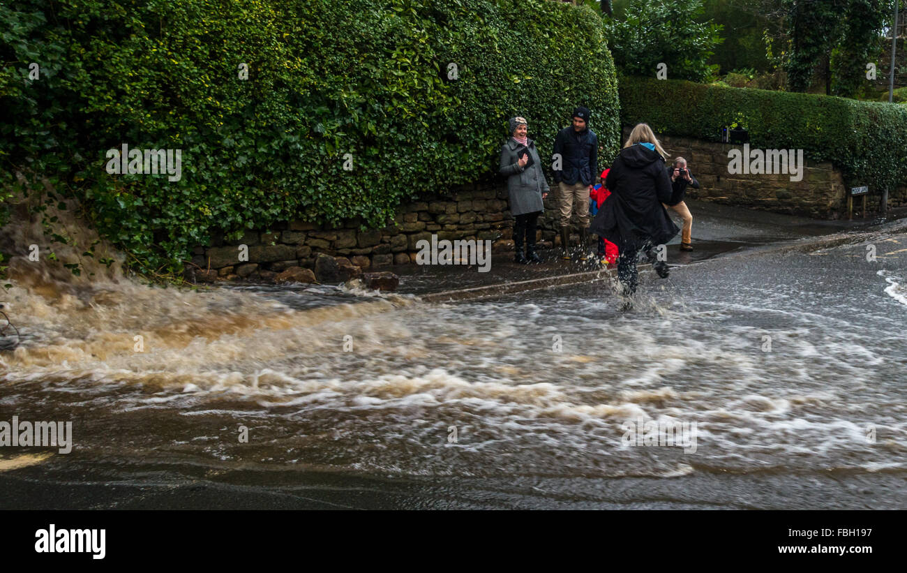 Flooding in the December 2016 storms, BurleyinWharfedale Stock Photo
