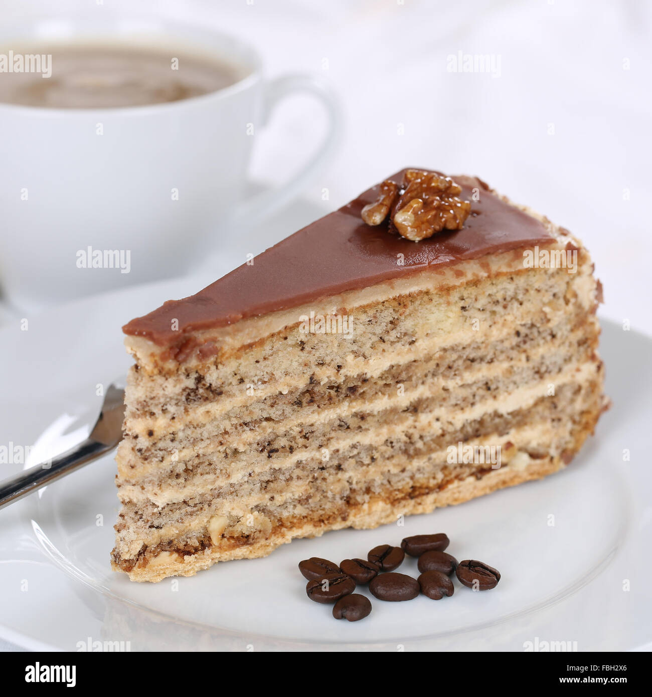 Cake and fresh coffee tart dessert sweet pastry Stock Photo