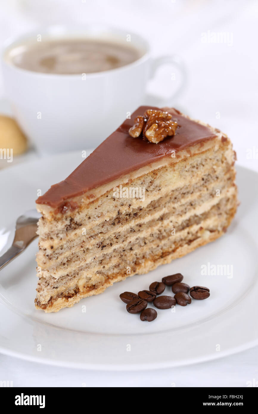 Coffee and cake tart nut dessert sweet food pastry Stock Photo