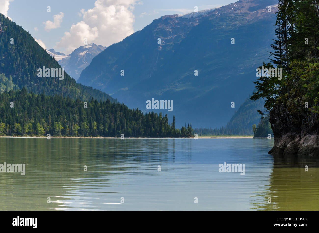 lake and mountains in the Blue River in Canada Stock Photo