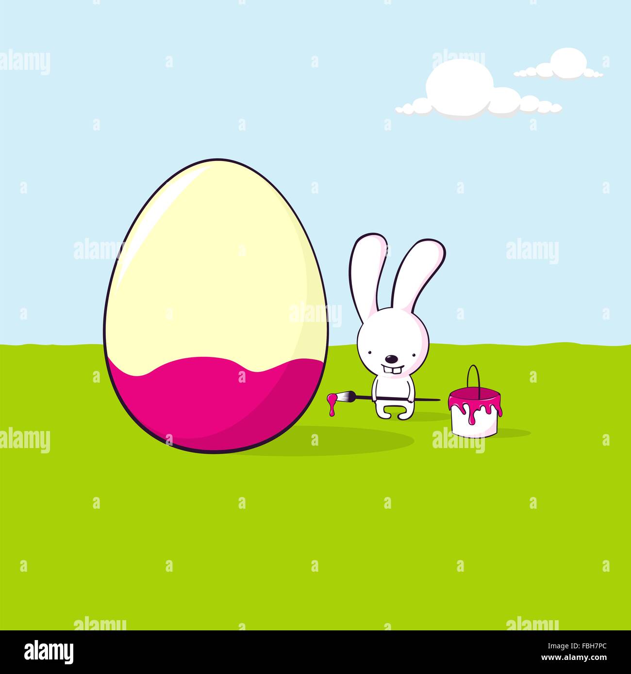 Cute cartoon bunny painting an egg for Easter Stock Vector Image & Art ...
