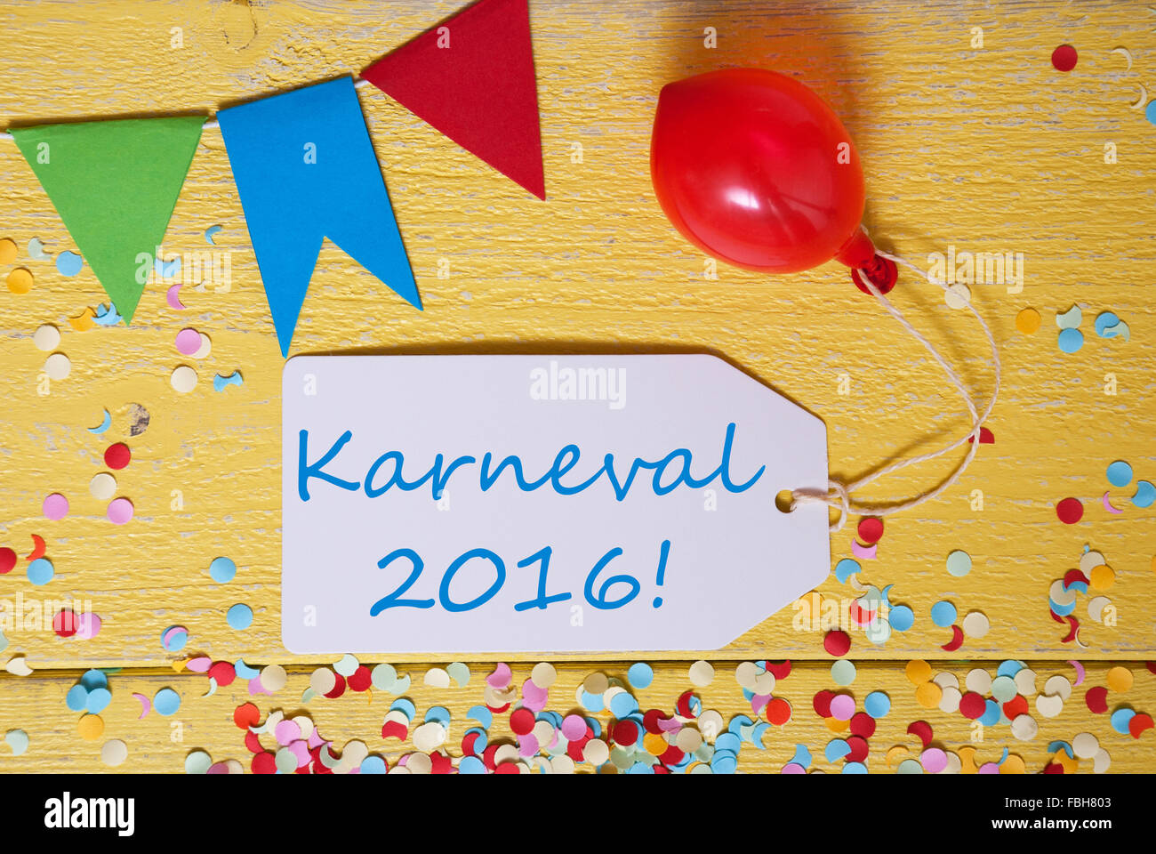 Party Label With Balloon, Text Karneval 2016 Means Carnival Stock Photo